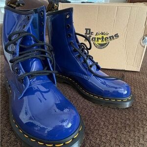 Dr. Martens Glossy Royal Blue Lace-Up Boots
